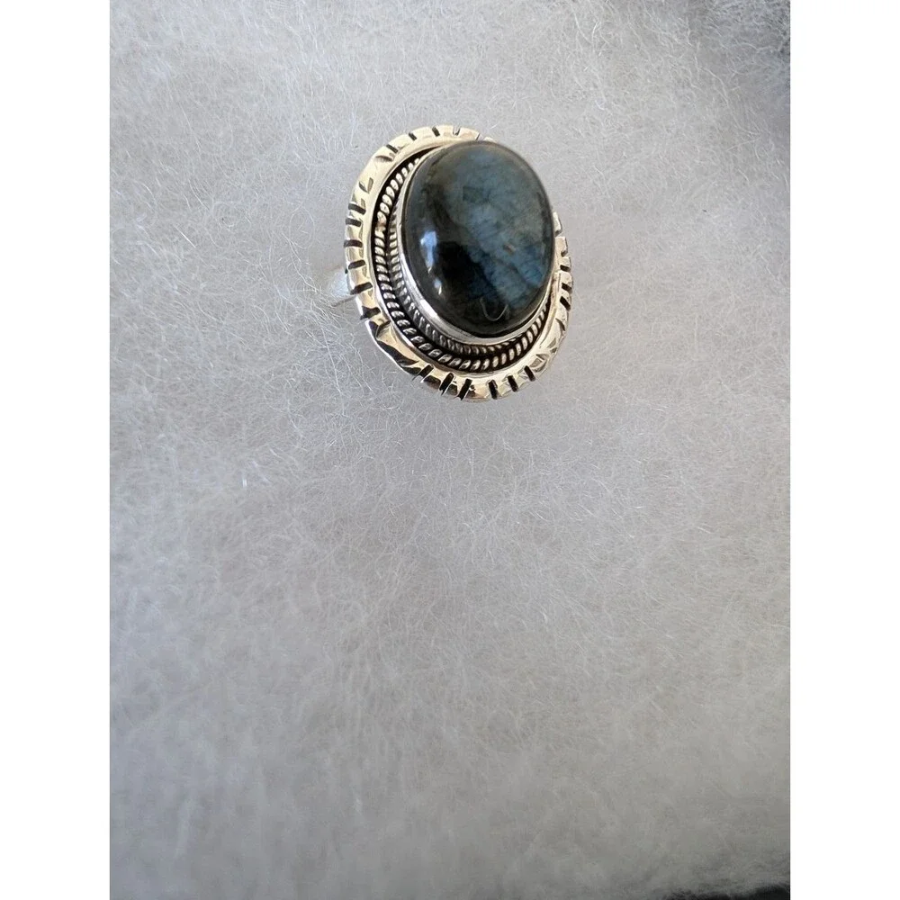 Labradorite 925 Sterling Silver Ring Size 6.5